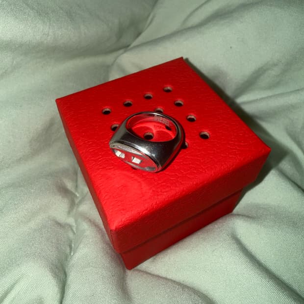 디젤 Dx1475 스테인리스스틸 시그넷 링 실버