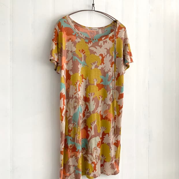 Animal Print Orange Midi Dress