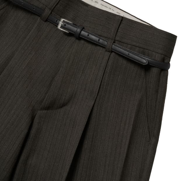 Stu office 25fw 크리즈 울 스트라이프 슬랙스 M