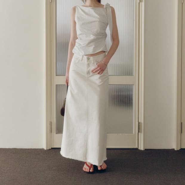 포유온 Harri Fringe Maxi Skirt (스탠다드/S)