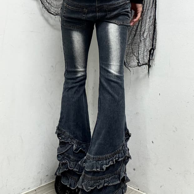 [Dreamkey]2000s Rare Design Frill Flared