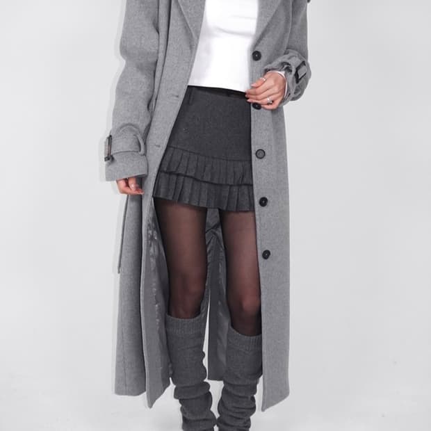 페일제이드 트렌치 맥시 코트 블랙