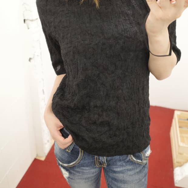 Pleated Black T-Shirts 