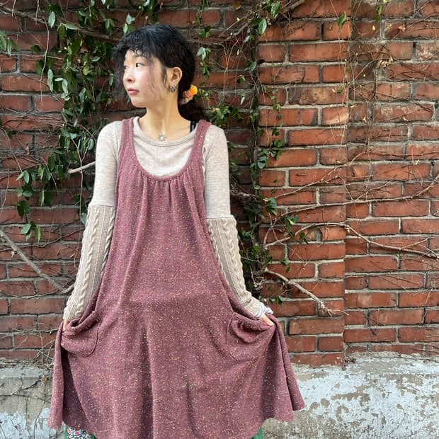 티티카카 버건디 미디 원피스