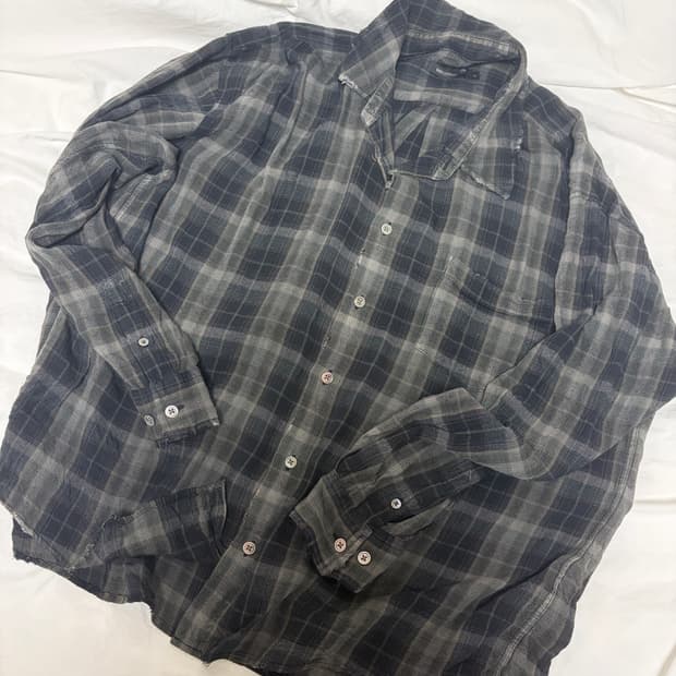 해칭룸 클래식 셔츠 오버 다이드 로우 체크 그린