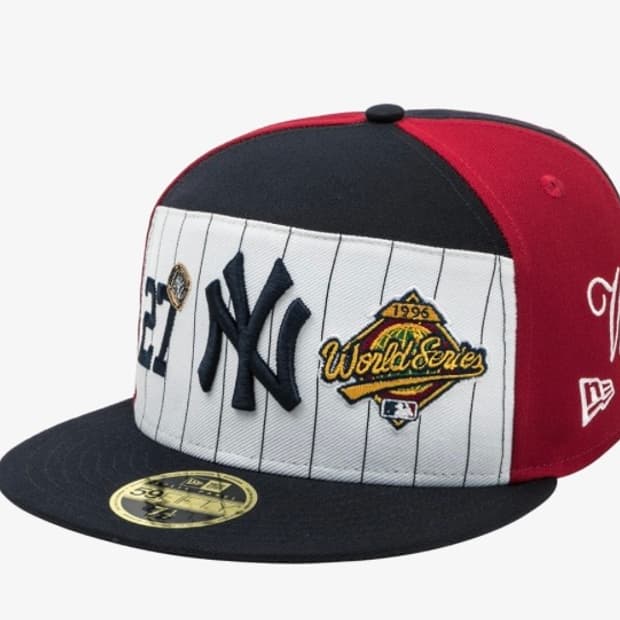 MLB 뉴욕 양키스 스크립트 스플릿 패널 피티드캡 화이트/네이비