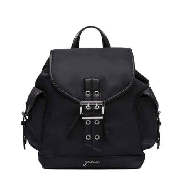 Ganni 로고 더블 버클 스몰 나일론 백팩