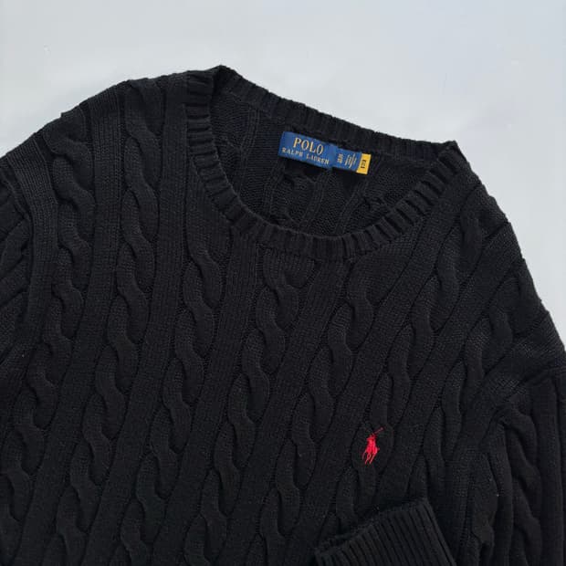 Polo 폴로 랄프로렌 신형 큐알 블랙 케이블 니트