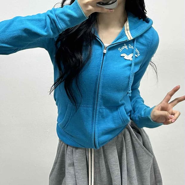 홀리스터 y2k 여리핏 러블리힙 걸즈 후드집업 희귀져지(S)