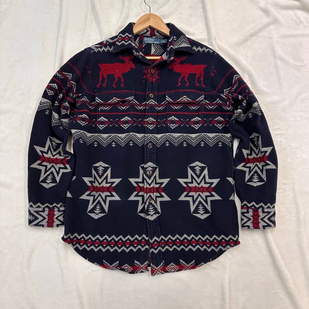 (M)폴로랄프로렌 아즈텍 플란넬 셔츠 네이비