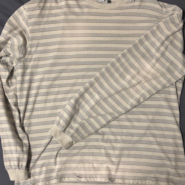 [3]폴리테루 스트라이프 롱슬리브 데미지드001 