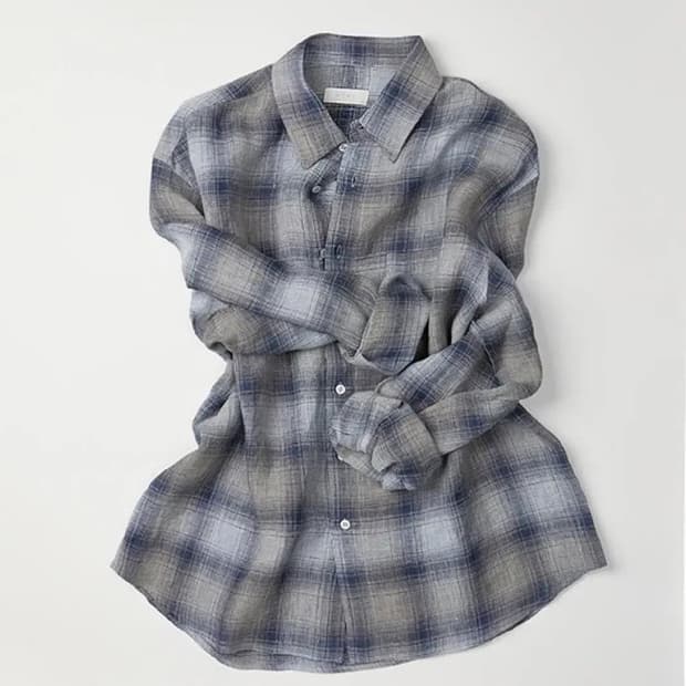 모마디자인 Japanese linen check shirt 48