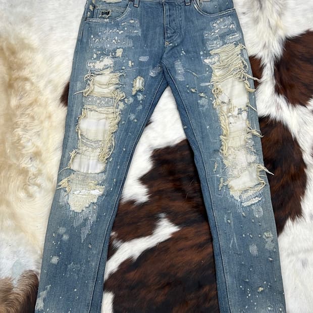 돌체앤가바나 00s 리페어 디스트레스 스키니 진