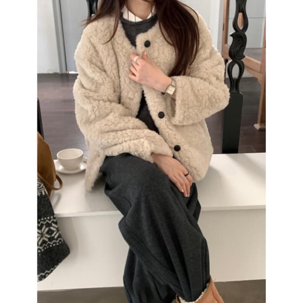 may vi 메이비 양털 뽀글이 자켓