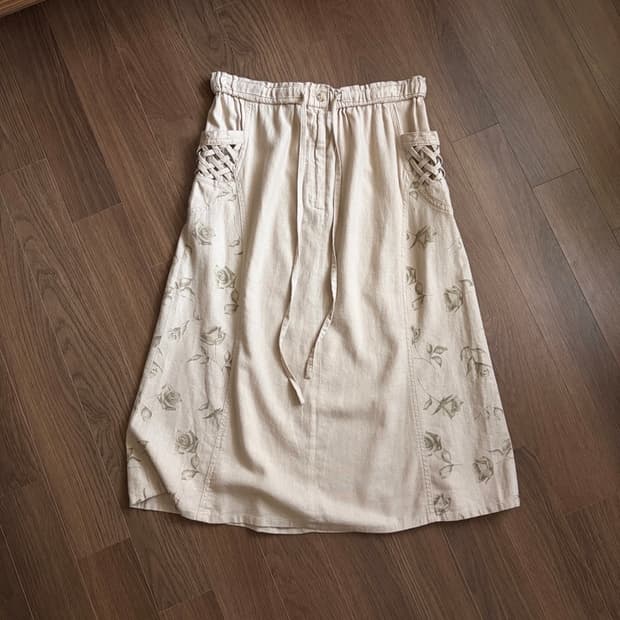 vintage rose print long skirt