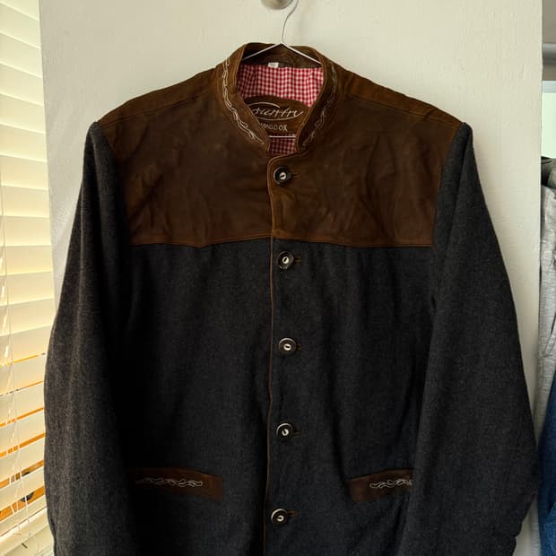 유럽빈티지 스웨이드 울 트위드 자켓 L