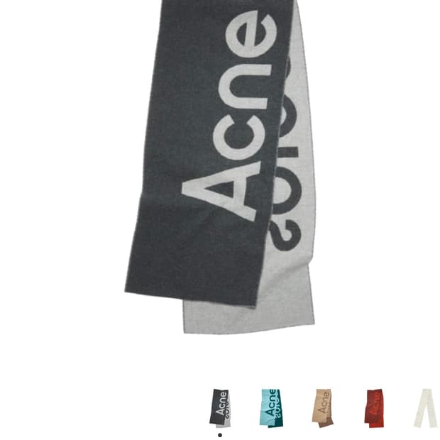 아크네 스튜디오 로고 자카드 머플러 블랙