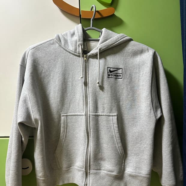 나이키 스투시 풀 집 플리스 후드 그레이 헤더