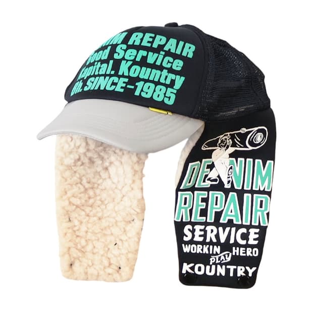 캐피탈 데님 리페어 서비스 럼버 트럭 캡 블랙 그레이