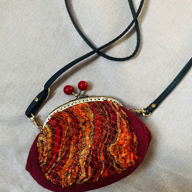 빈티지 무드 핸드메이드 미니 프레임 백 파우치 (스트랩 포함)