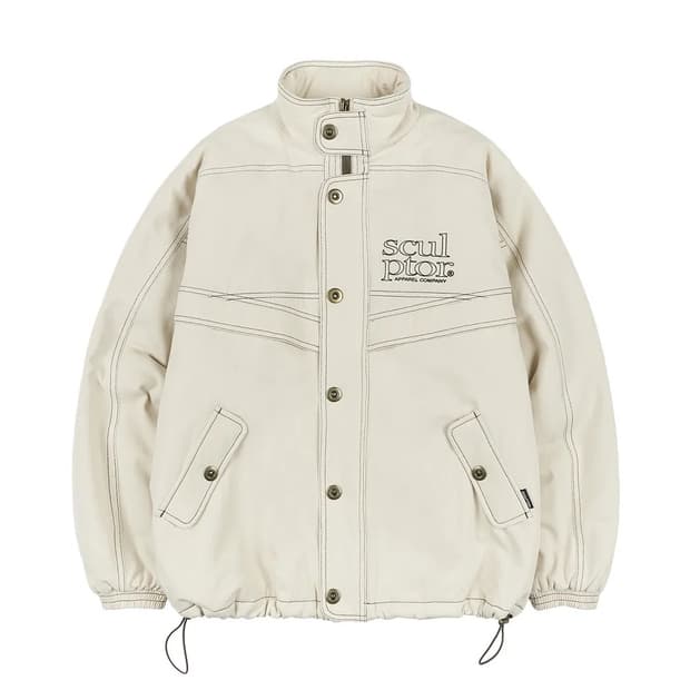Contrast Stitch Work Jacket Cream