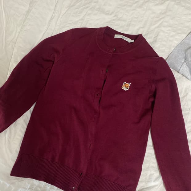 메종키츠네 폭스 패치 가디건 버건디 M