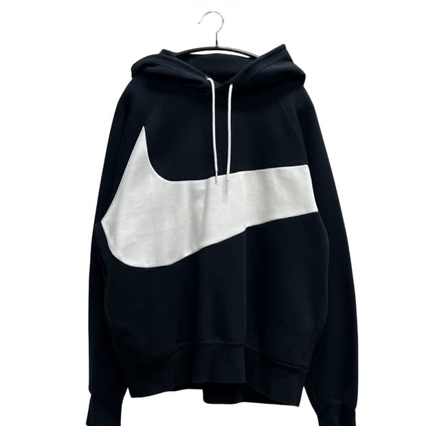 나이키 테크플리스 빅스우시 후드 티 블랙/화이트