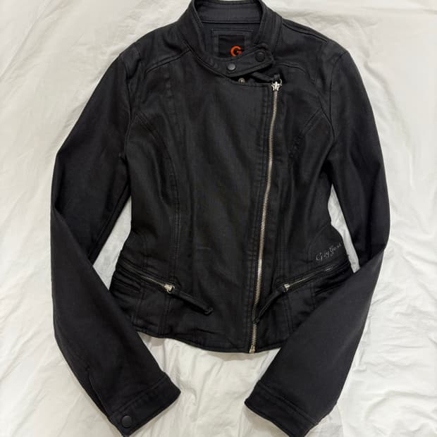 guess 블랙 사선 빈티지 자켓