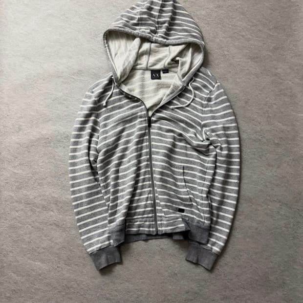 아르마니 익스체인지 스트라이프 후드집업