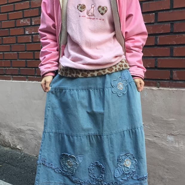 빈티지 꽃 청치마