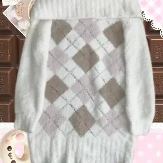 리즈리사깔 핑크믹스 아가일니트 원피스 오프숄더 라떼갸루 로걀 짜잔씨 판매