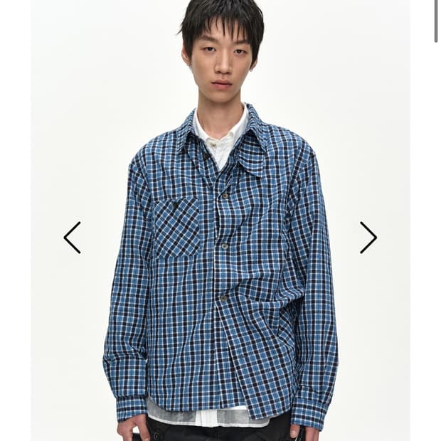 앤더슨벨 BLUE CHECK LAYERED SHIRT