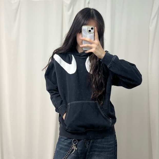 Nike black double swoosh hoodie