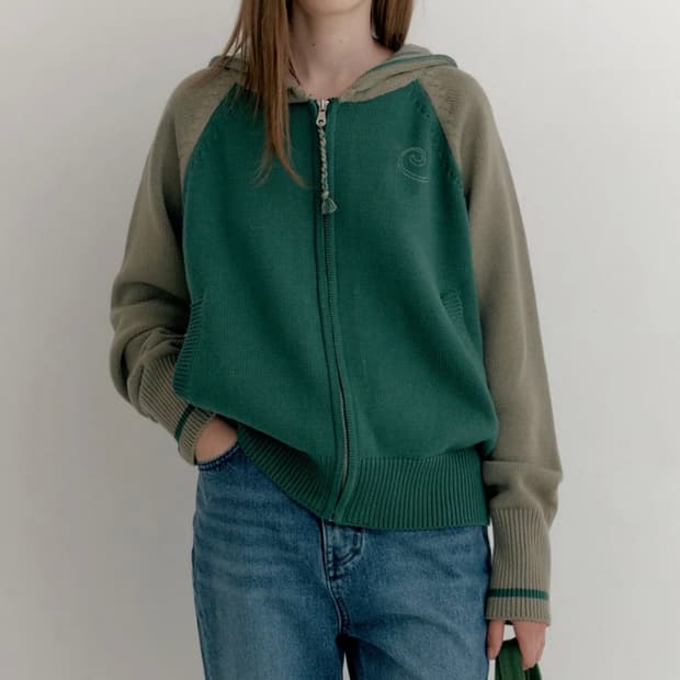 엔조 블루스 레글런 니트 집업 후디