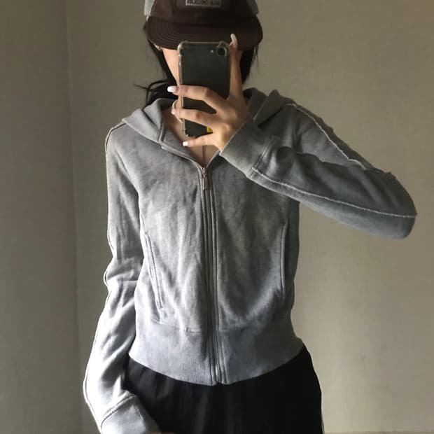 나이키 그레이 슬림핏 후드집업