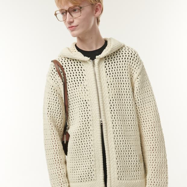 세터 헤비코튼메쉬후드집업니트