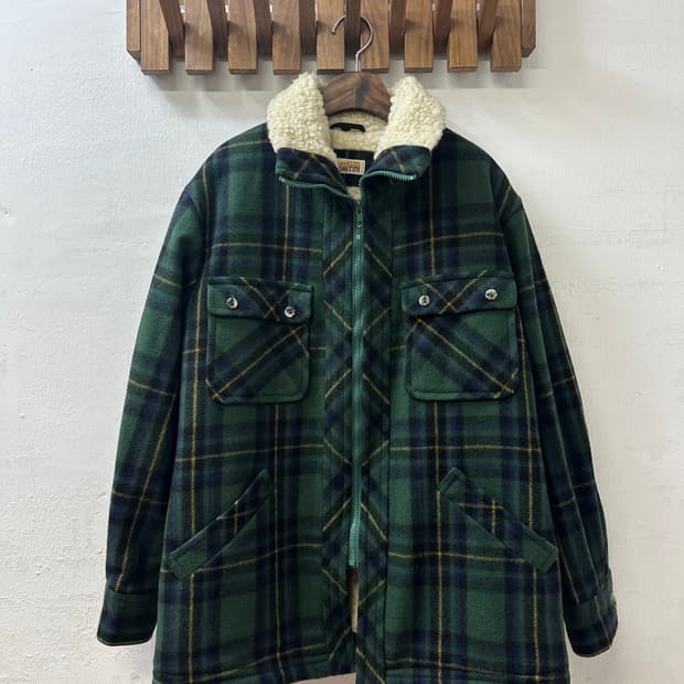 빈티지 Catalina Martin 쉐르파 타탄 체크 코트 자켓