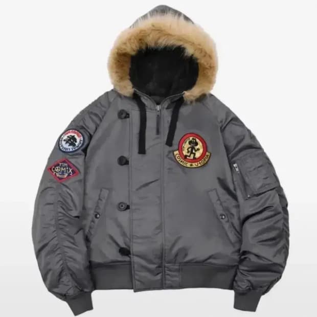 팀코믹스 MA-1 차콜 S후디드 패치덱 항공점퍼