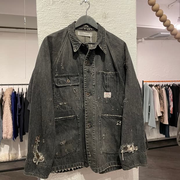 다이리쿠 디스트레스드 커버올 자켓
