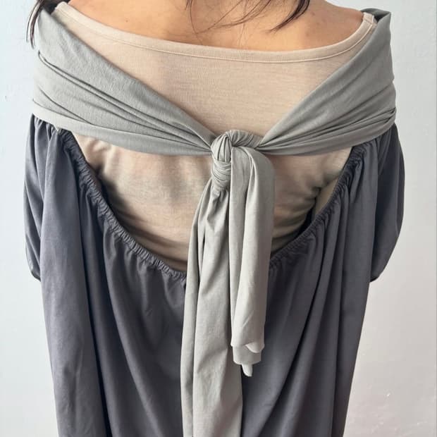 Back Ribbon Top, gray