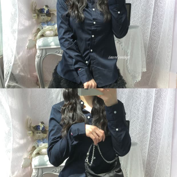 Tommy navy slim fit shirt