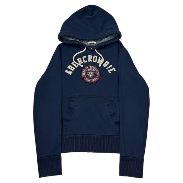 아베크롬비 빈티지 Y2K 데미지 그런지 스펠로고 기모 후드티 네이비