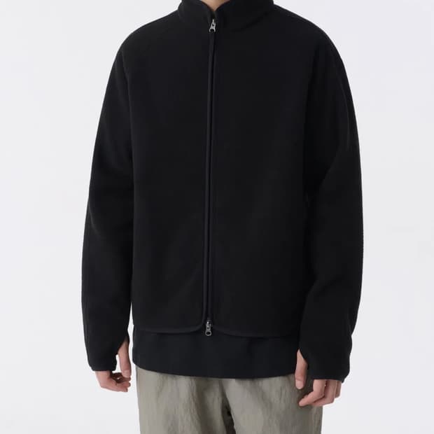 [XXL] 무신사스탠다드 폴라 플리스 래글런 하이넥 재킷 [블랙]