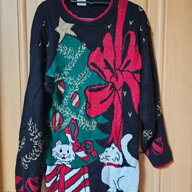 크리스마스니트고양이트리리본