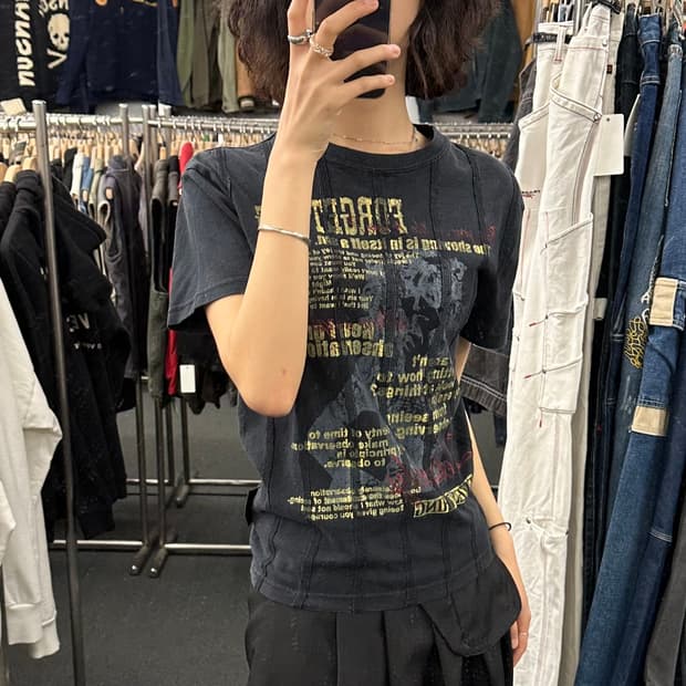 M)Japanese vintage 여성 y2k 그래픽 디테일 반팔