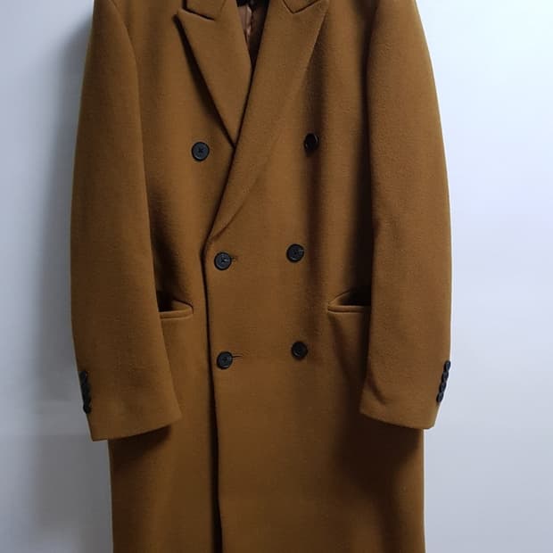 TNGT 캐시미어 블랜디드 브라운 더블 브레스티드 코트