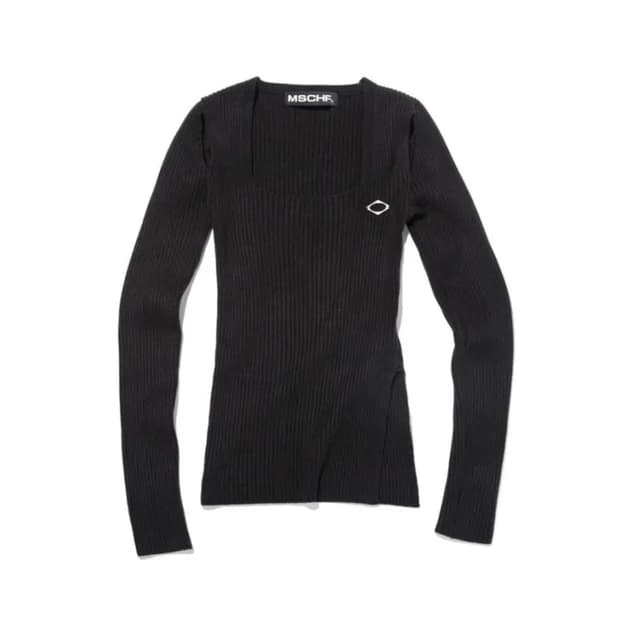 미스치프 스퀘어넥 니트 탑 / 블랙