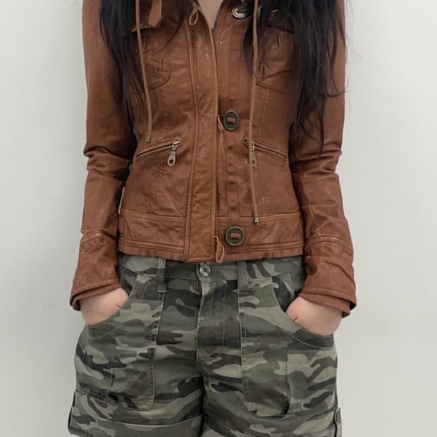  sheepskin brown leather jacket