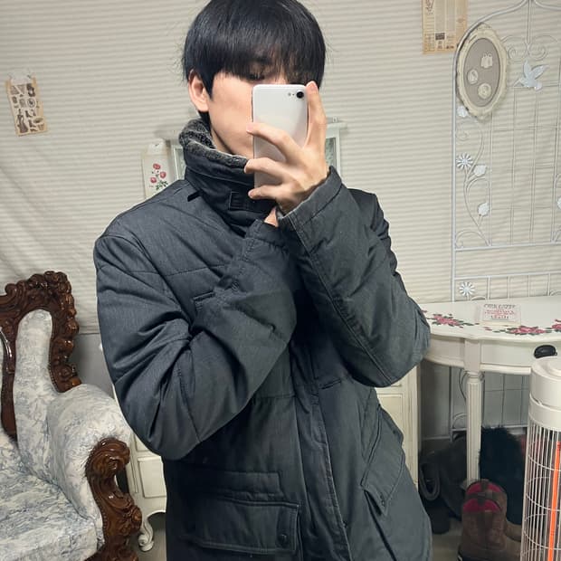 빈티지 자라 맨 차콜 넥 퍼 패딩 o-836 y2k 스트릿 모리 갸루 일