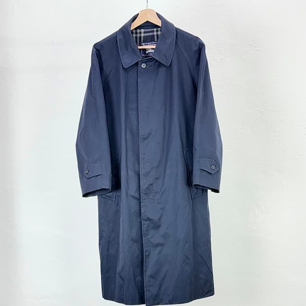버버리 런던 네이비 히든 버튼 트렌치 롱 코트